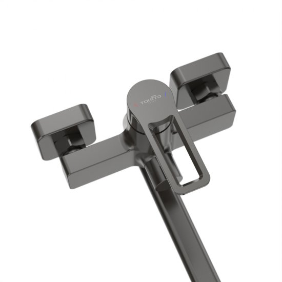 Смеситель для ванны Tokito Kobe графит однорычажный с длинным изливом с лейкой (TOK-KOB-1015)