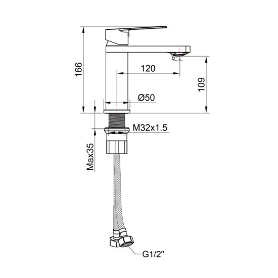 Смеситель для раковины Tokito Kobe графит однорычажный (TOK-KOB-1011)