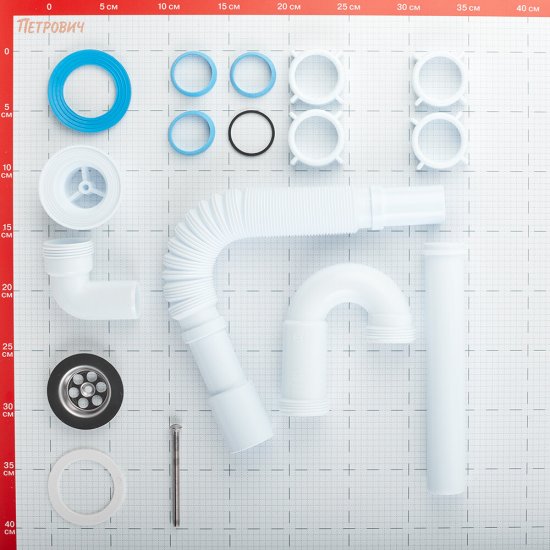 Сифон для раковины АНИ пласт 1 1/4х32 мм с выпуском d65 мм с соединением 32/40 мм (DB1015)