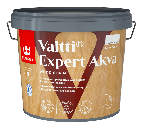 Антисептик защитно-декоративный Tikkurila Valtti Expert Akva палисандр полуматовый 2.7 л