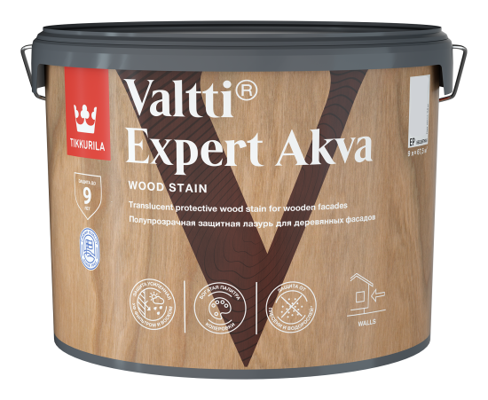 Антисептик защитно-декоративный Tikkurila Valtti Expert Akva полуматовый палисандр 9 л