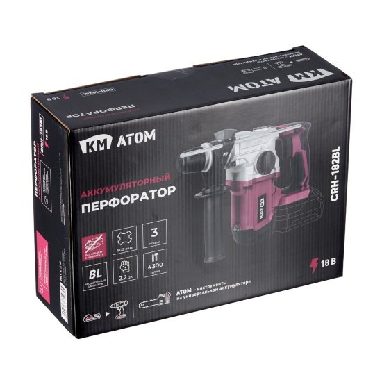 Перфоратор аккумуляторный КМ АТОМ 18 В 2,2 Дж SDS-plus без АКБ и ЗУ (СRH-182BL)