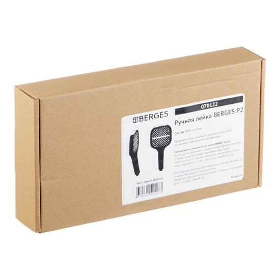 Лейка для душа Berges P2 130х130 мм 3 режима без шланга пластик черная матовая (070122)