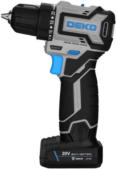 Дрель-шуруповерт аккумуляторная бесщеточная Deko Sharker Pro 084-1035, 20 В 2x2 Ач