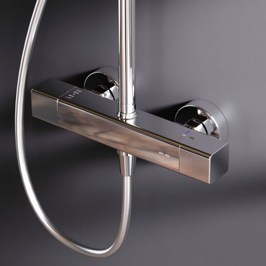 Душевая система AM.PM Flash F079SQ400 с термостатом 3 режима цвет хром