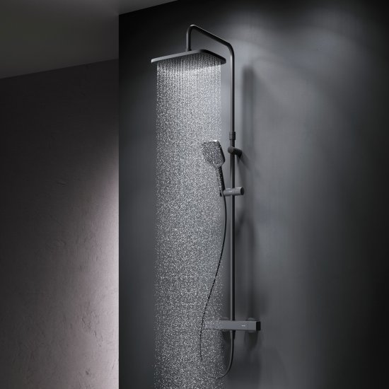 Душевая система AM.PM Flash F079SQ422 с термостатом 3 режима цвет черный матовый