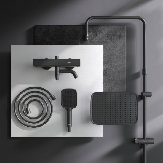 Душевая система AM.PM Flash F079SQ522 с термостатом 3 режима цвет черный матовый