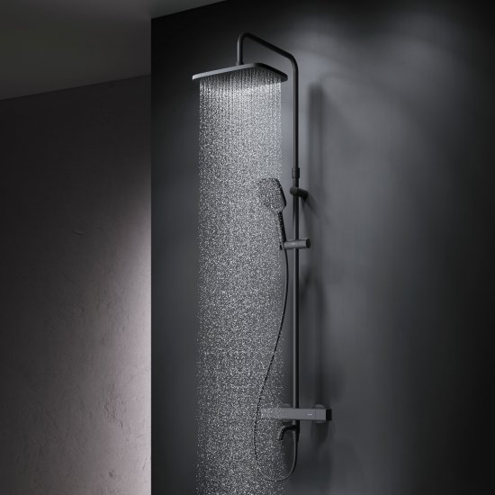 Душевая система AM.PM Flash F079SQ522 с термостатом 3 режима цвет черный матовый