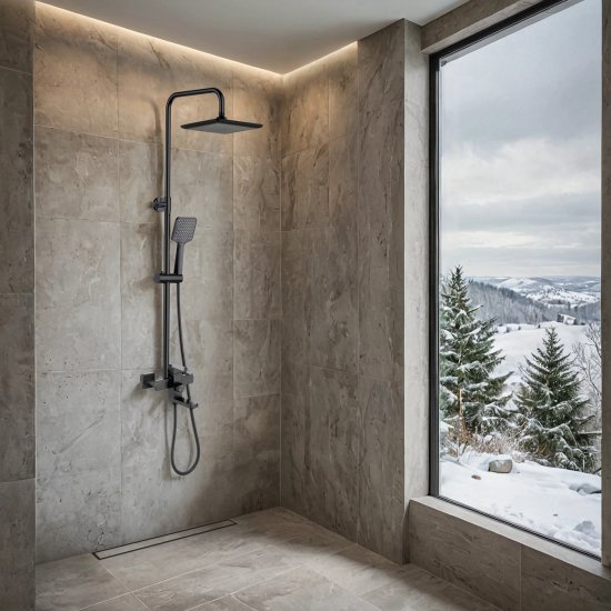 Душевая система Esko Teramo STR14 со смесителем и изливом 3 режима цвет черный