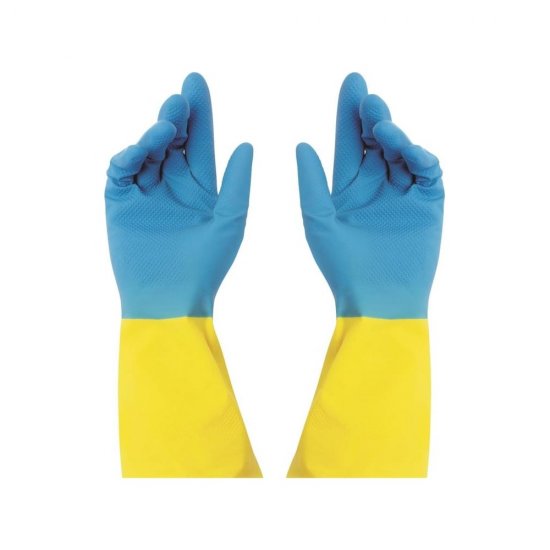 Хозяйственные перчатки ООО Комус bicolor khbic3by сине-желтые, р.L