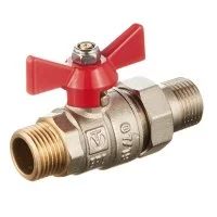 Кран шаровой латунный Valtec Base 1/2 НР(ш) х 1/2 НР(ш) бабочка с полусгоном прямой (VT.226.N.04)