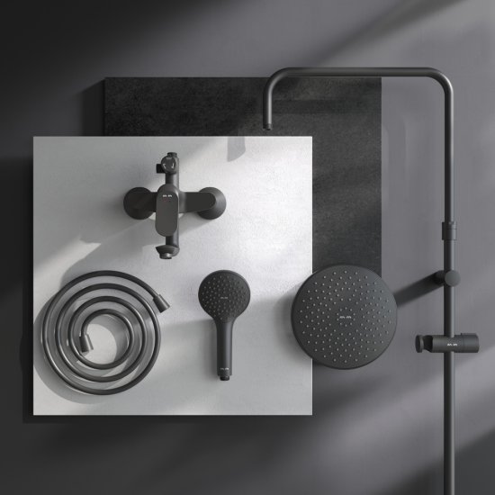 Душевая система AM.PM Moxie F079M922 со смесителем 3 режима цвет черный матовый