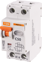 Дифференциальный автомат TDM Electric 63S 2P 1Р N C50 300мА 6 кА АС