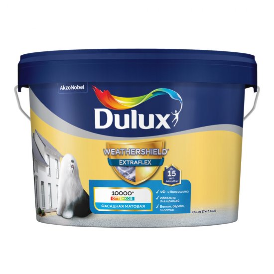 Краска фасадная Dulux/Luxium Weathershield Extraflex эластичная акриловая база BC бесцветная 2,25 л