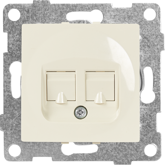 Компьютерная розетка двойная встраиваемая Gusi Electric Ugra RJ45 без заземления цвет бежевый