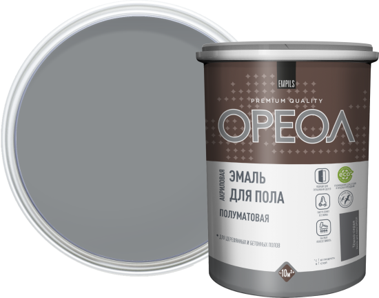 Эмаль акриловая для пола Ореол полуматовая цвет темно-серый 0.9 кг