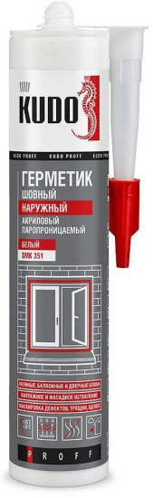 Герметик акриловый Kudo паропроницаемый шовный наружный белый 280 мл
