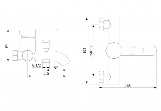 Смеситель для ванны Damixa Rowan 213100500LM однорычажный цвет бронза