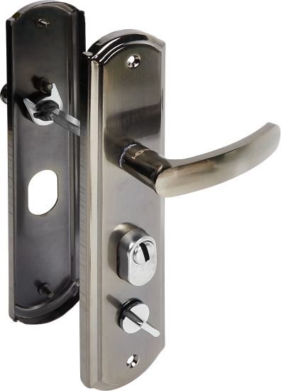 Ручка дверная межкомнатная на планке 200x68 мм левая, матовый хром/черный никель