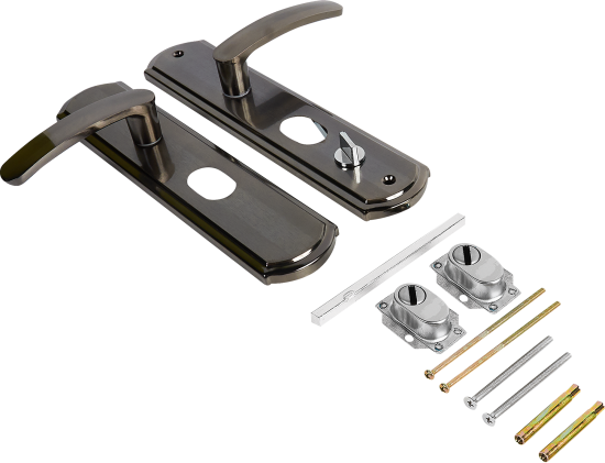 Ручка дверная межкомнатная на планке 200x68 мм левая, матовый хром/черный никель