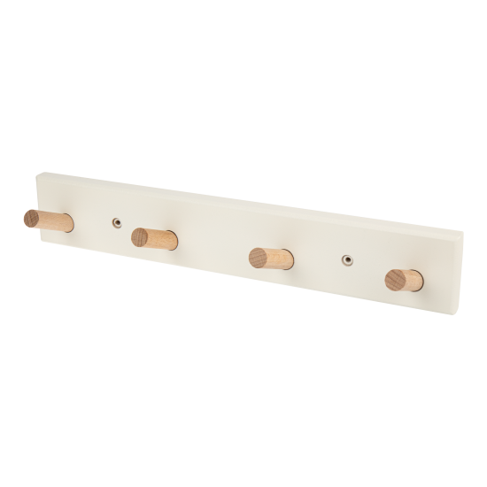 Вешалка настенная Emma 4 крючка 36x6 см цвет белый/дерево