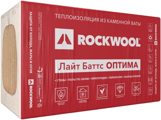Утеплитель Роквул Лайт Баттс Оптима 100 мм 5 шт 600x1000 мм 3 м²