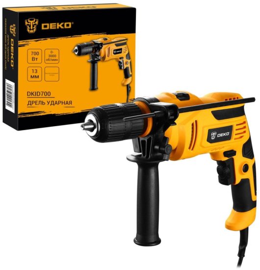 Дрель сетевая ударная Deko DKID700, 700 Вт