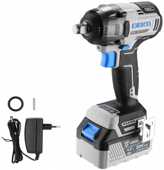 Гайковерт аккумуляторный ударный бесщеточный Deko ZKIS20 084-1046, 20 В Li-ion 4 Ач, 400 Нм