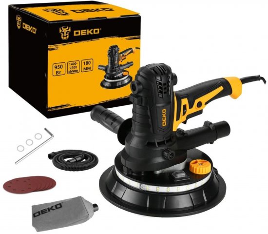 Машина шлифовальная для стен и потолков сетевая Deko DKWS950, 950 Вт, 180 мм