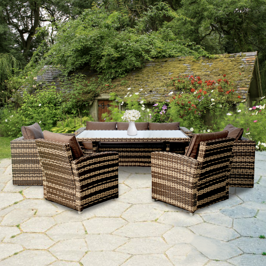 Комплект садовой мебели Greengard Гавр сталь коричневый диван 1 шт. кресло 4 шт. стол 1 шт.