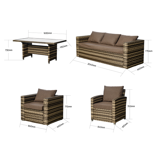 Комплект садовой мебели Greengard Гавр сталь коричневый диван 1 шт. кресло 4 шт. стол 1 шт.