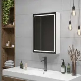 Шкаф зеркальный Easy Led подвесной с подсветкой 50x70 см цвет белый