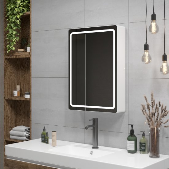 Шкаф зеркальный Easy Led подвесной с подсветкой 50x70 см цвет белый