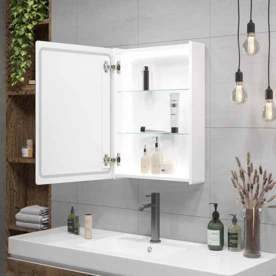 Шкаф зеркальный Easy Led подвесной с подсветкой 50x70 см цвет белый