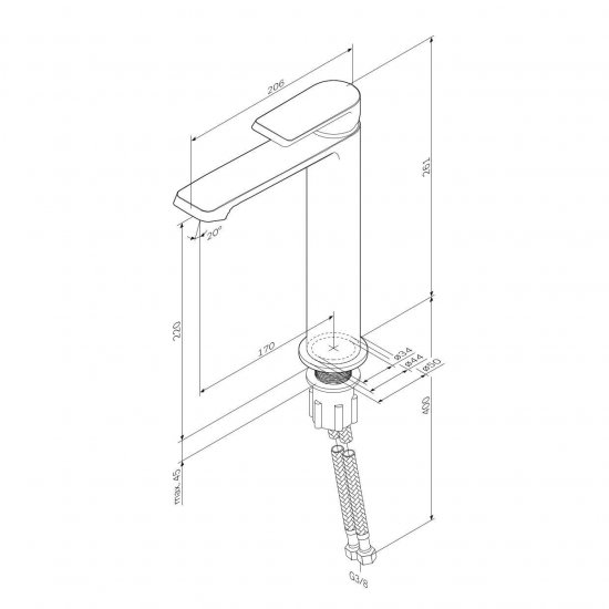 Смеситель для раковины AM.PM Flash F9H92022, однорычажный на столешницу цвет черный матовый