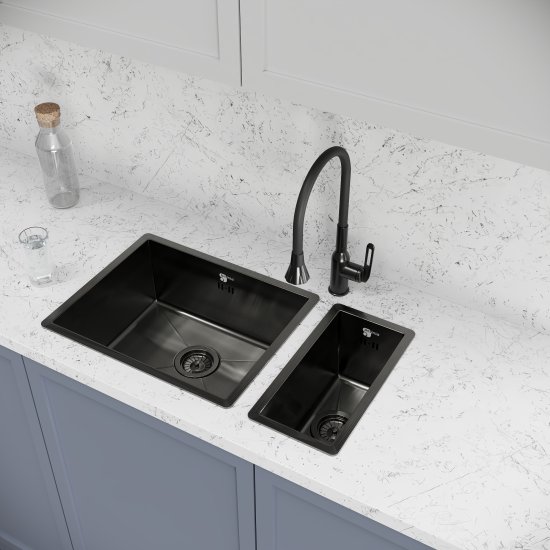 Мойка для кухни врезная М11B Delinia 20x40 см глубина чаши 17 см нержавеющая сталь цвет черный
