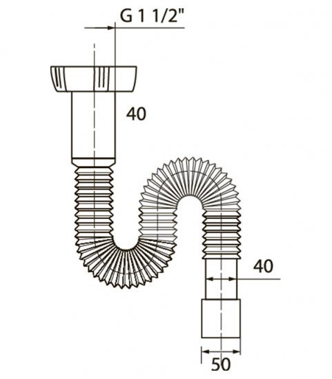 Сифон для раковины и мойки Wirquin Pro 1 1/2х40 мм без выпуска с соединением 40/50 мм (30717993)