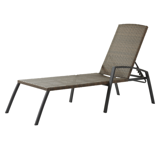 Шезлонг складной Zena Fix 197.5x65x77см сталь/ полиротанг цвет коричневый