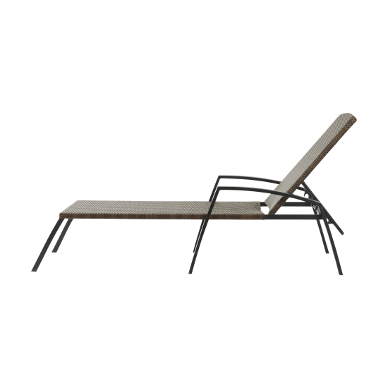 Шезлонг складной Zena Fix 197.5x65x77см сталь/ полиротанг цвет коричневый