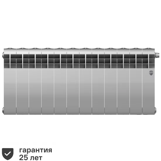 Радиатор секционный Royal Thermo Biliner RTBSSVR35012 350/87 12 секций нижнее правое подключение биметалл серый