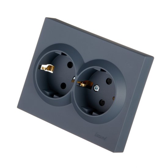 Розетка Lezard Vesna встраиваемая графит со шторками (742-3400-178B)