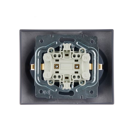 Розетка Lezard Vesna встраиваемая графит со шторками (742-3400-178B)