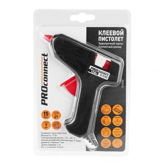 Пистолет клеевой Proconnect, 15 Вт, 7 мм