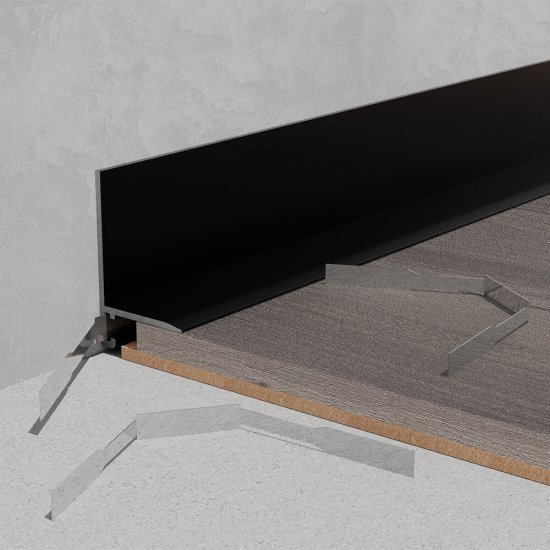 Плинтус алюминиевый напольный черный 5,9х16х2700 мм L-образный