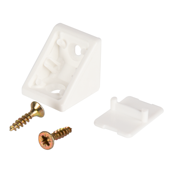 Комплект уголков мебельных 21x21 мм пластик цвет белый 6 шт.