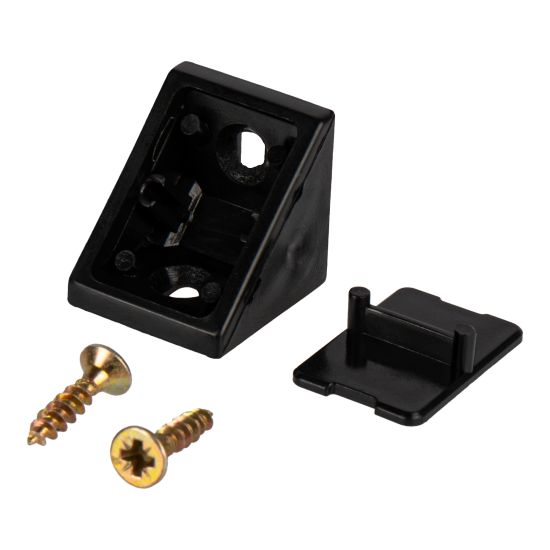 Комплект уголков мебельных 21x21 мм пластик цвет черный 6 шт.