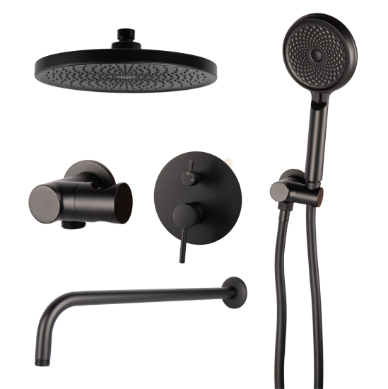 Душевая система Vidage Корбу скрытого монтажа круг цвет черный матовый