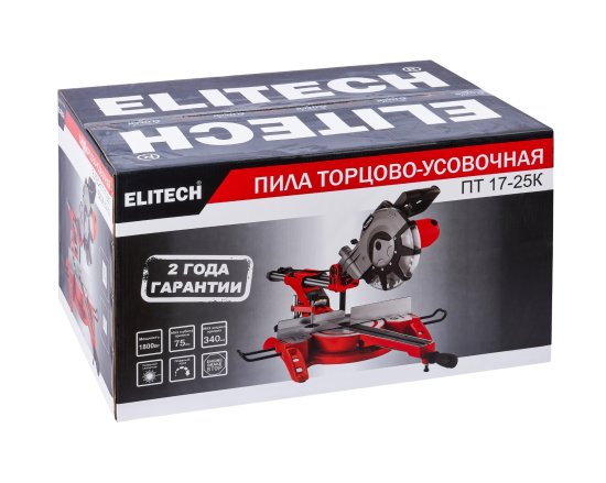 Пила торцовочная сетевая Elitech ПТ17-25К, 1800 Вт, 255 мм