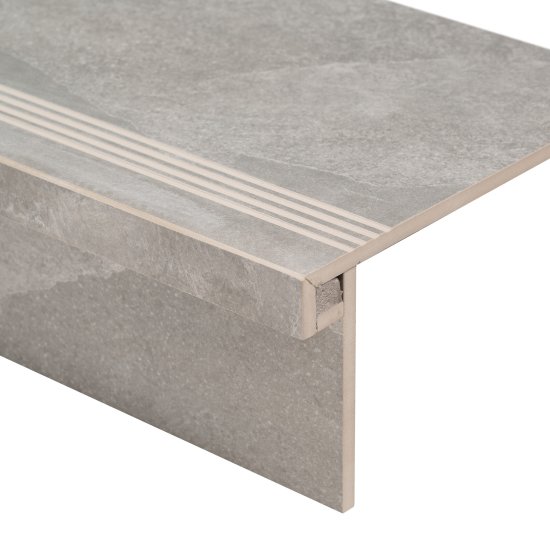 Керамогранит ступень с подступенком Estima Terra TE02 серый неполированный 1200х330х10 мм