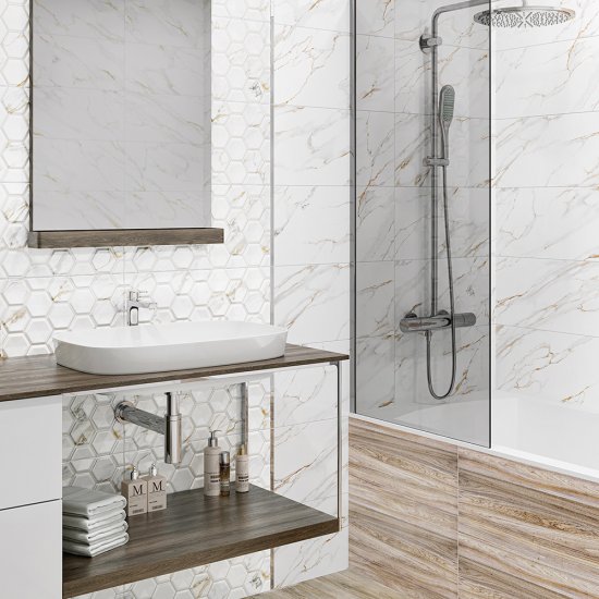 Плитка бордюр Alma Ceramica Metallic Glossy Silver silver 500x12x9 мм